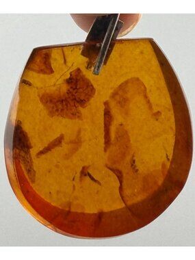 Vintage Baltic Amber Pendant 875 Silver Soviet Era Natural Inclusion Large